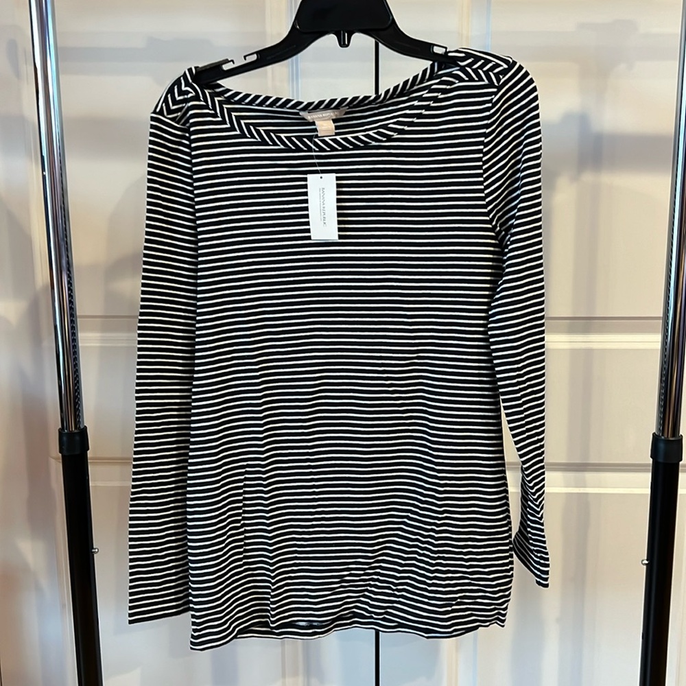 Banana Republic Women's Striped Navy White Long Sleeve Top NWT